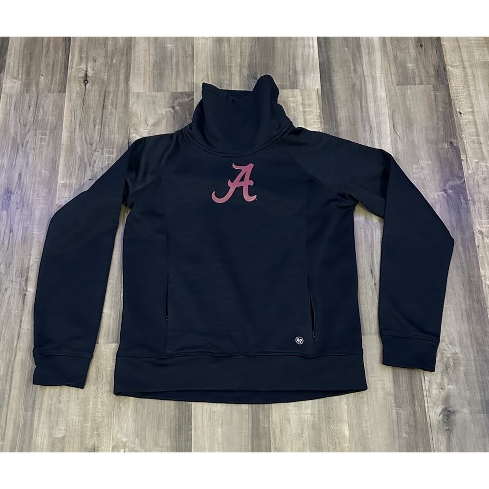 47 Brand Men's Medium Sweater Alabama Tide Grey Funnel Neck Zip Pockets